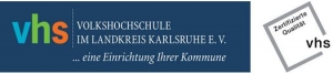 Logo der Volkshochschule mit der Abkürzung VHS auf blauem Hintergrund