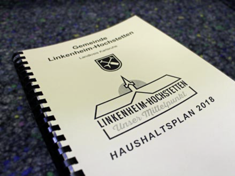 Gedrucktes Exemplar des Haushaltsplans von Linkenheim-Hochstetten