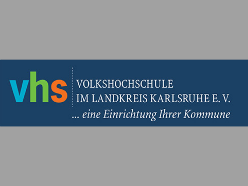 Logo der Volkshochschule Landkreis Karlsruhe mit der Abkürzung vhs